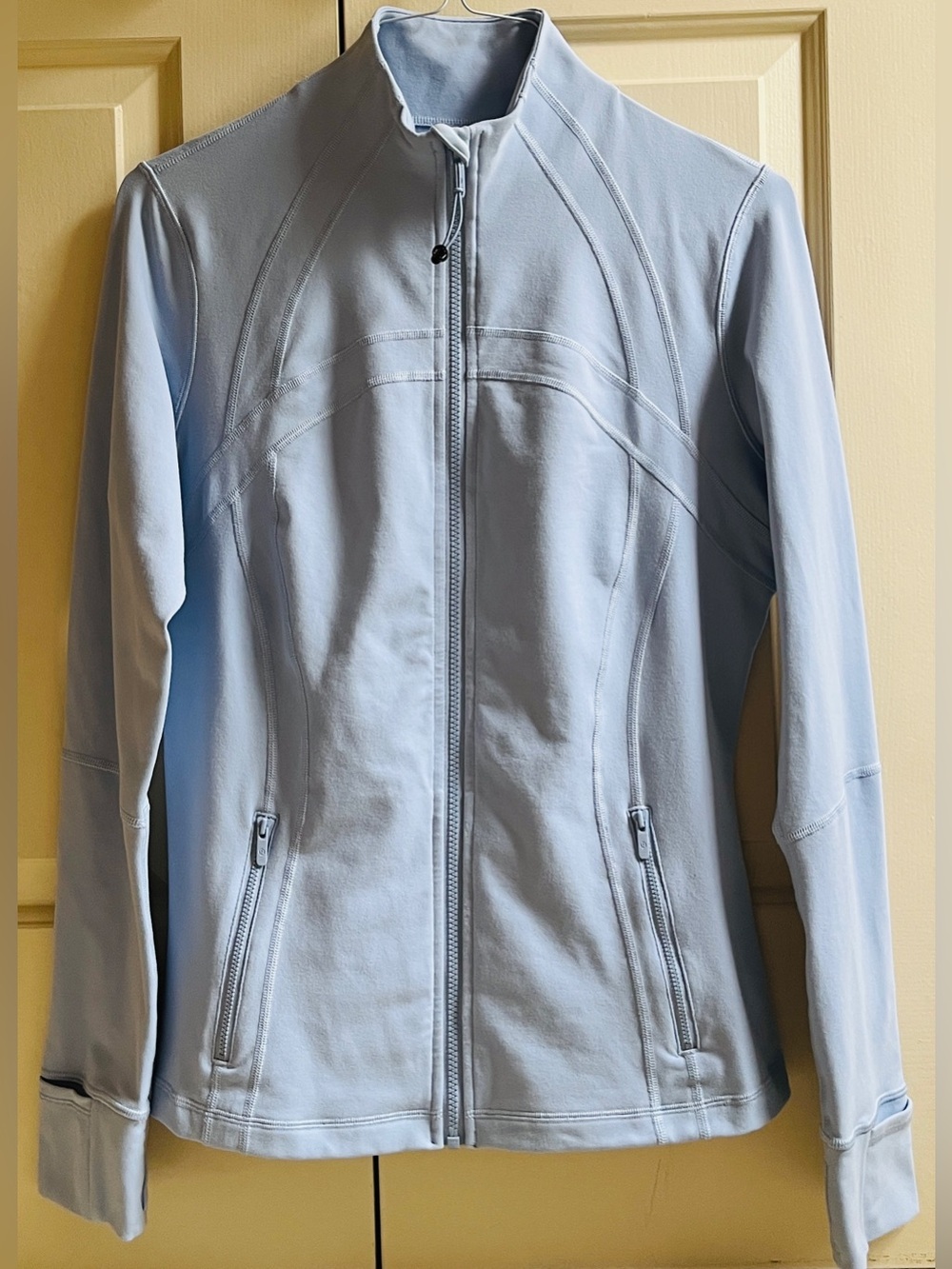 🍒LULULEMON sz 14 DEFINE Jacket BLUE LINEN Pastel Daydream *LUON